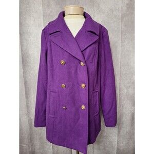 Y2K Old Navy Purple Double Breasted Wool Blend Peacoat Women's Large Sailor Navy